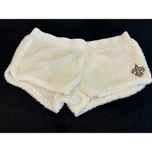 New Orleans Saints Womens NFL Team Apparel Sleep Shorts XL Cream Sherpa Soft